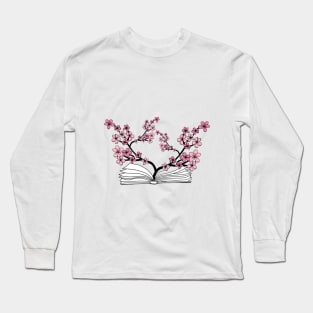 Open Book With Flowers Long Sleeve T-Shirt